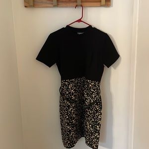 Black and gold star print dress